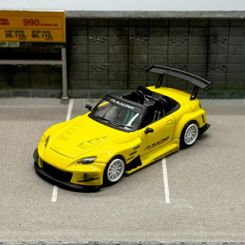 Diecast 1/64 Scale Honda S2000 Racing Car Model Alloy Honda S2000 Open Cover AP1 Modified JS Sports Car Model Collection Display