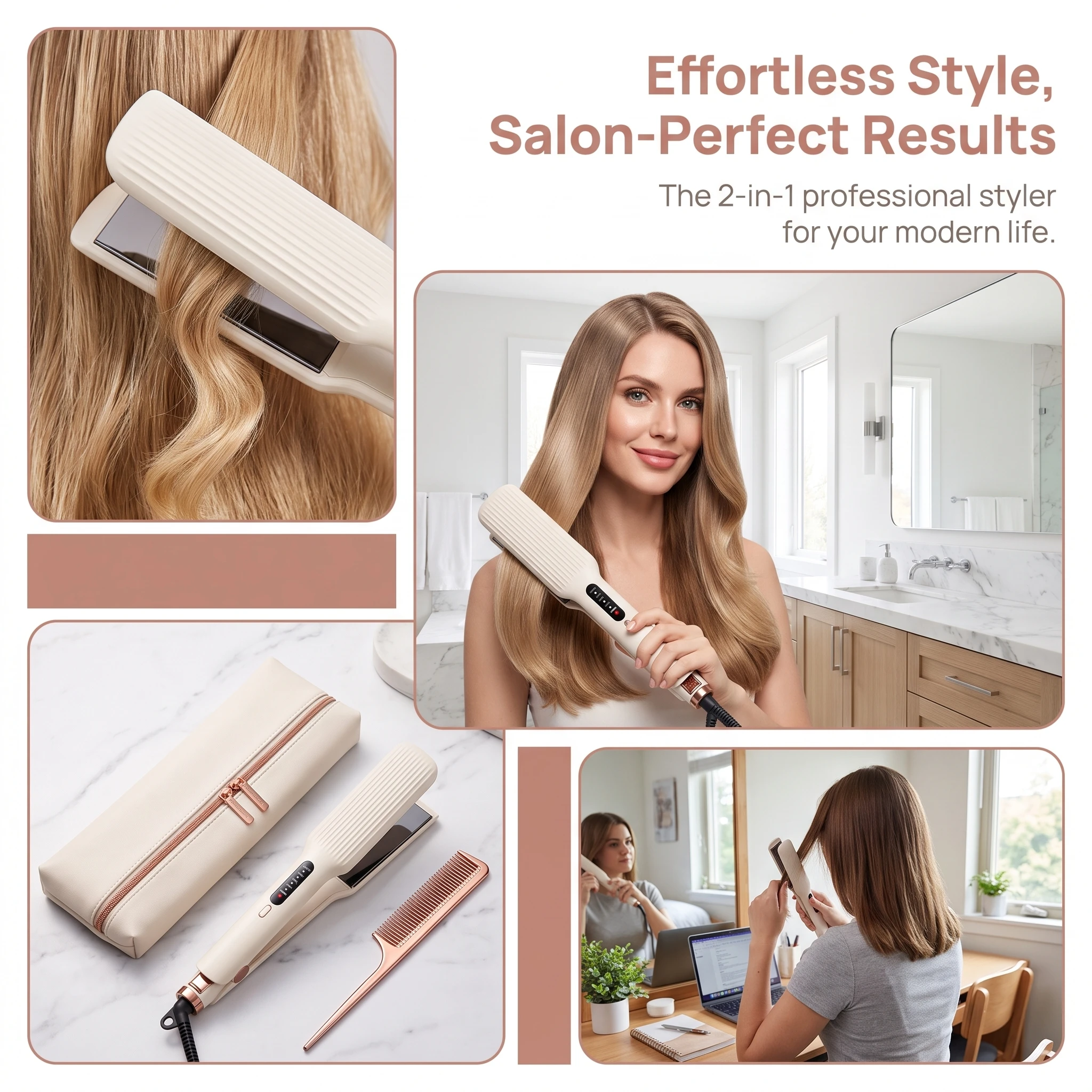 Portable Electric Splint Hair Straightener Curling Iron Roll Straight Dual-purpose Straight Hair Clip Wide Straight Plate Clip