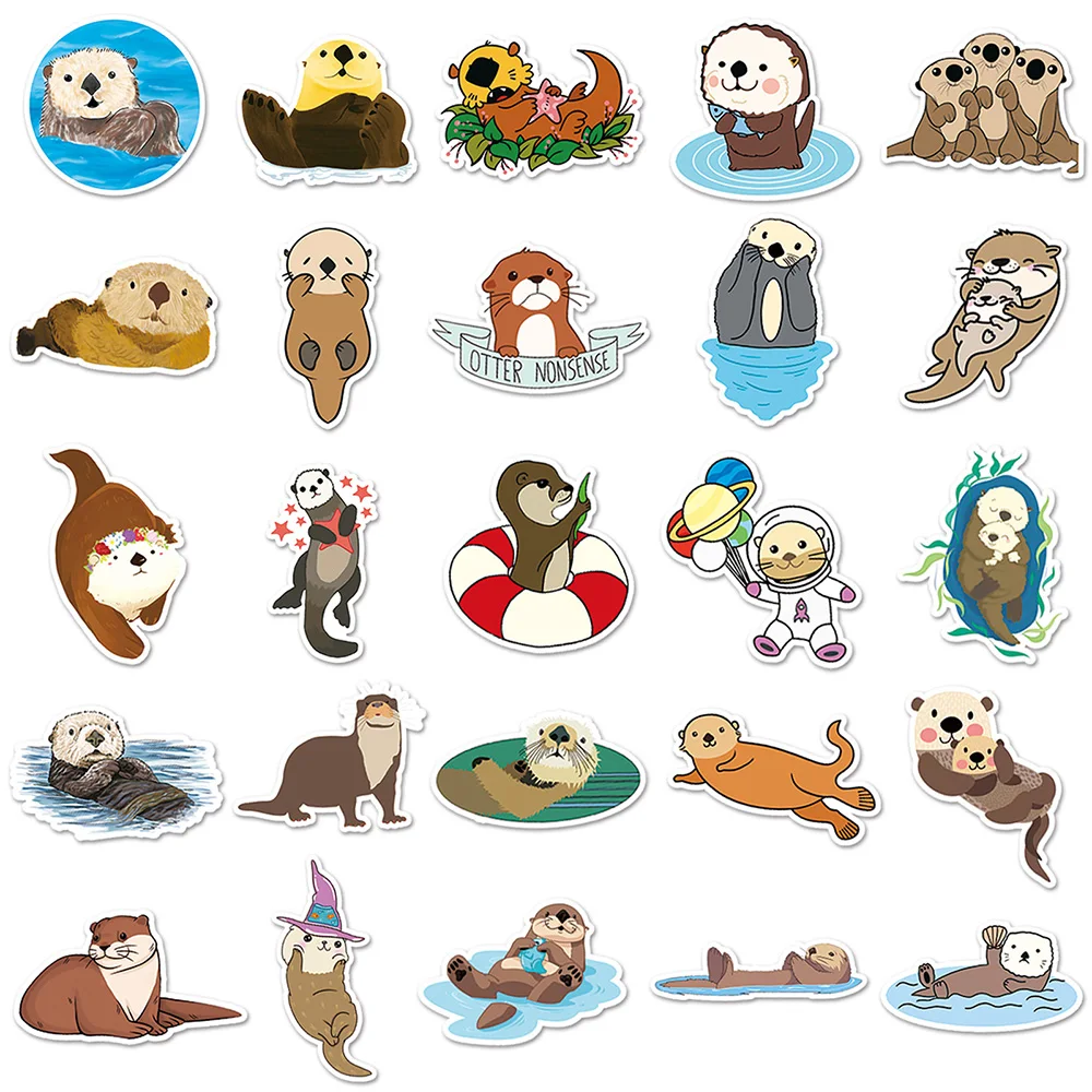 10/30/50pcs Cute Cartoon Otter Stickers Graffiti Decals DIY Laptop Phone Notebook Fridge Waterproof Animals Sticker for Kids Toy