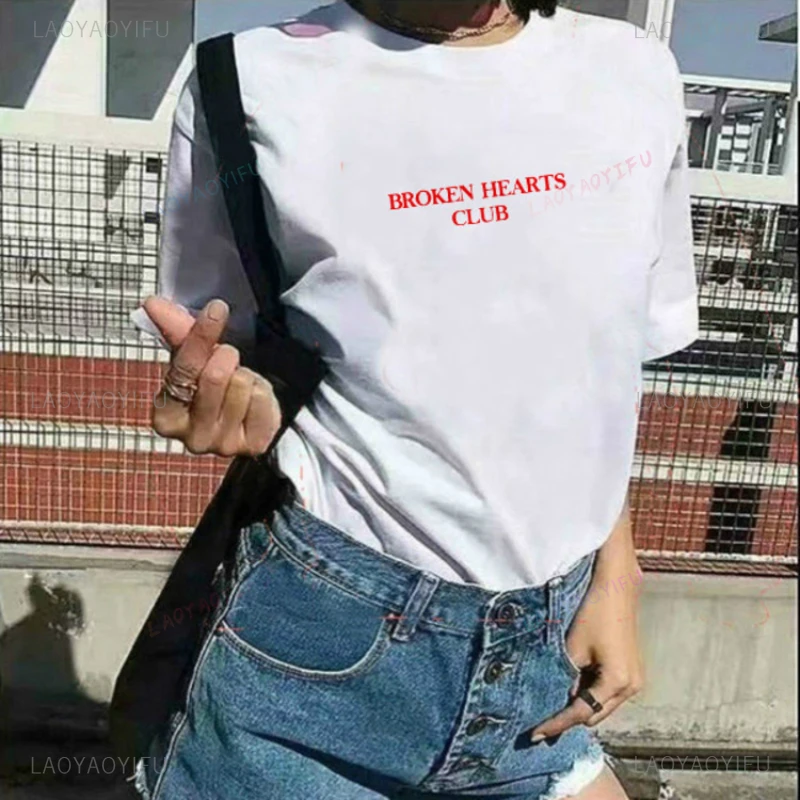 Broken Hearts Club Chic Fashion Cotton T Shirt Harajuku Women Short Sleeve Tumblr Grunge White Tee Hipster Tumblr Female Shirts