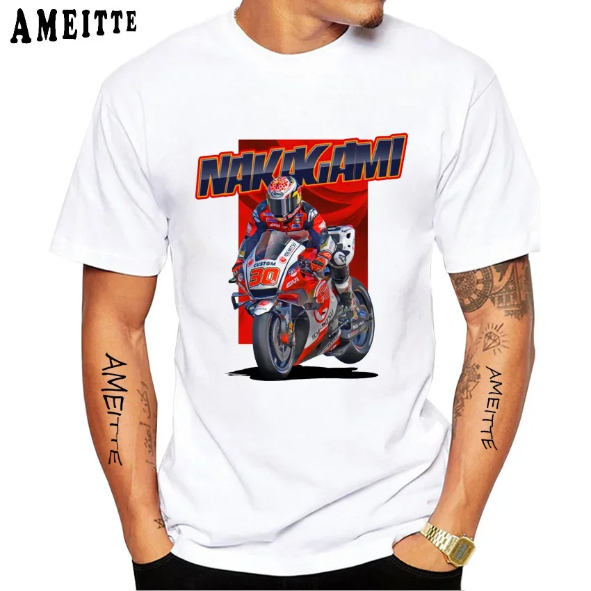 Takaaki Nakagami 30 Japan Rider Moto T-Shirt New Summer Men Short Sleeve Boy Casual Tees Ride A Motorcycle Sport White Tops