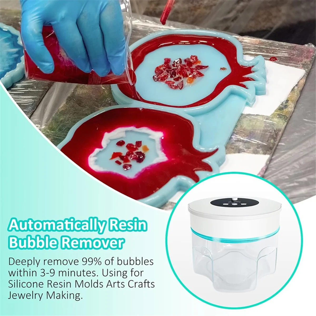 

A47ZZ Resin Bubble Remover 3-9 Minutes Efficient 99% Bubble Removal -95kPa Resin Vacuum 2L Epoxy Resin Airless Machine US Plug