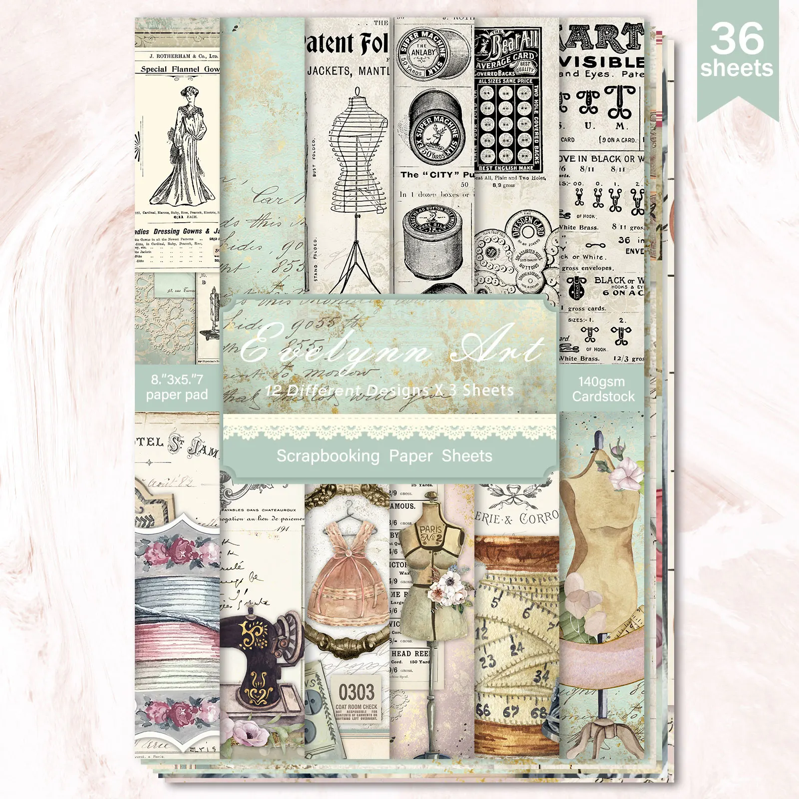 36 Sheets A5 (The Salt System Of The Old Age) Clipping Thin Paper For Bullet Diary, Junk Magazine, Greeting Card Background