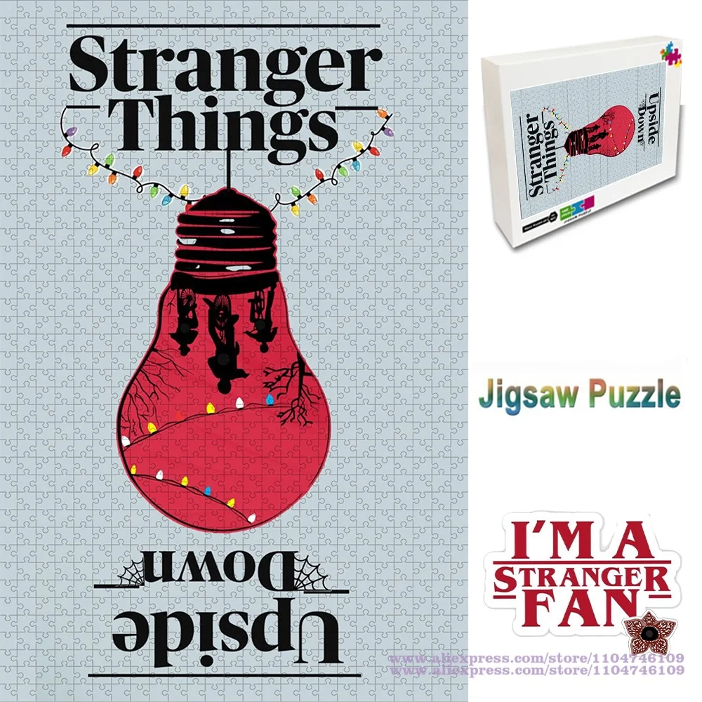 

Stranger Things Puzzle Jigsaw Upside Down Red Light Bulb Jigsaw Puzzle 108/200/300/500/1000/1500Pcs Intelligence Puzzles