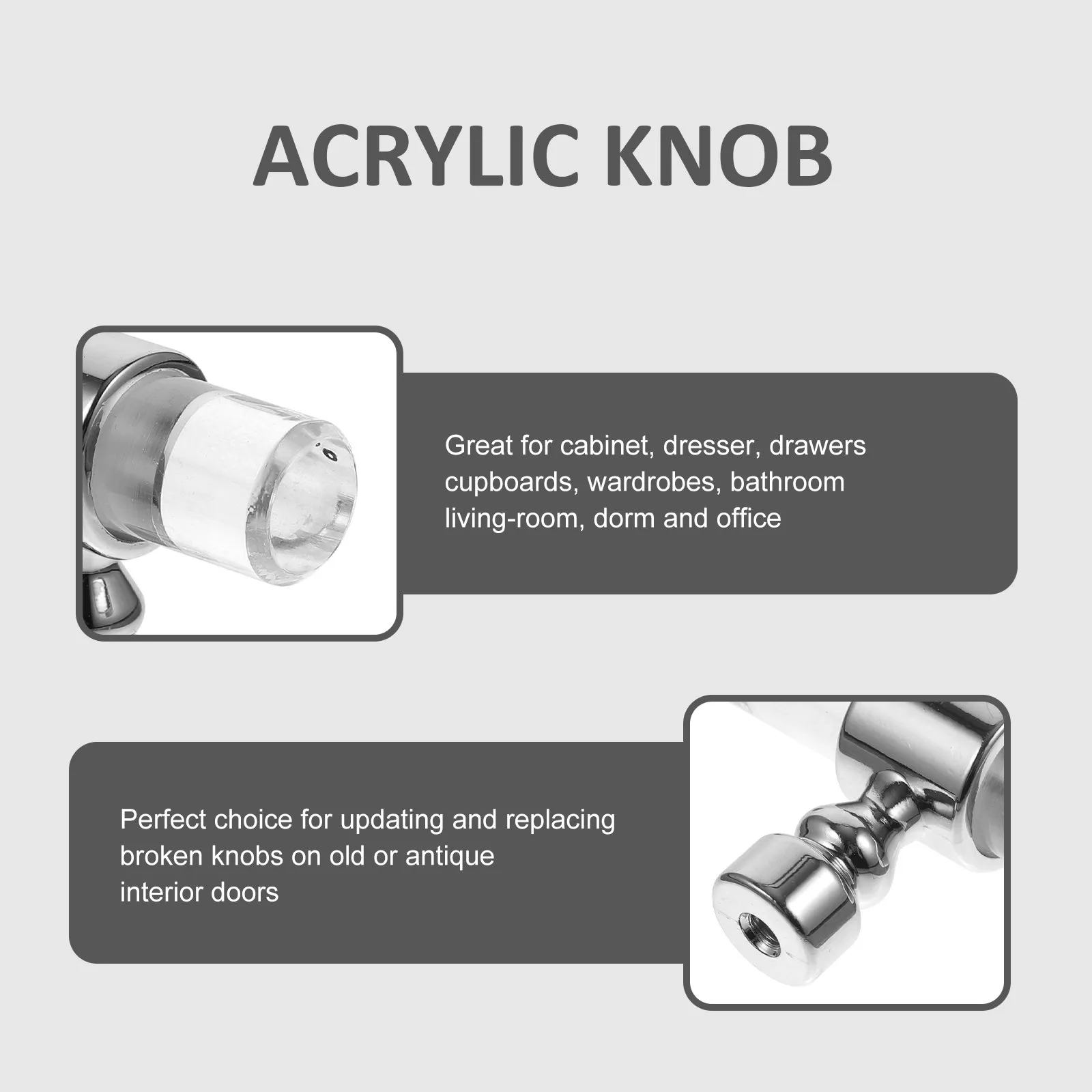 T-Shaped Acrylic Furniture Pulls Clear Drawer Knobs for Kitchen Cabinets Cupboards Wardrobes Dressers Bathroom Living Room Dorm