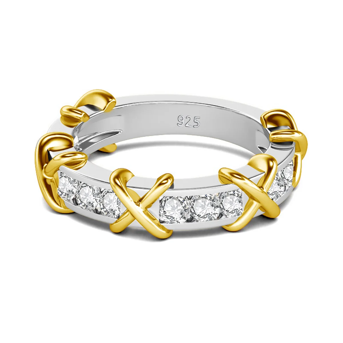 Bague en argent sterling 925 avec moissanite pour femme, alliance éternité en X, certifiée GRA, bijoux fins pour fiançailles et mariage