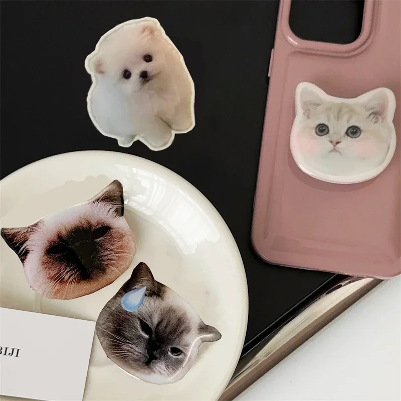 Ins Korea Cute 3D Cat Phone Grip Tok Puppy Griptok Lovely Holder Ring for IPhone 14 Accessories Funny Animal Phone Stand Holder