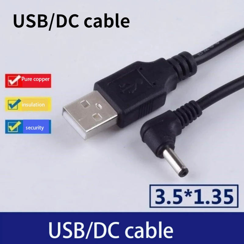 1 sztuk 90 kąt okrągły otwór USB do DC3.5mm kolanko kabel do ładowarki lampa stołowa nawilżacz mały wentylator Adapter 5V DC Power Line