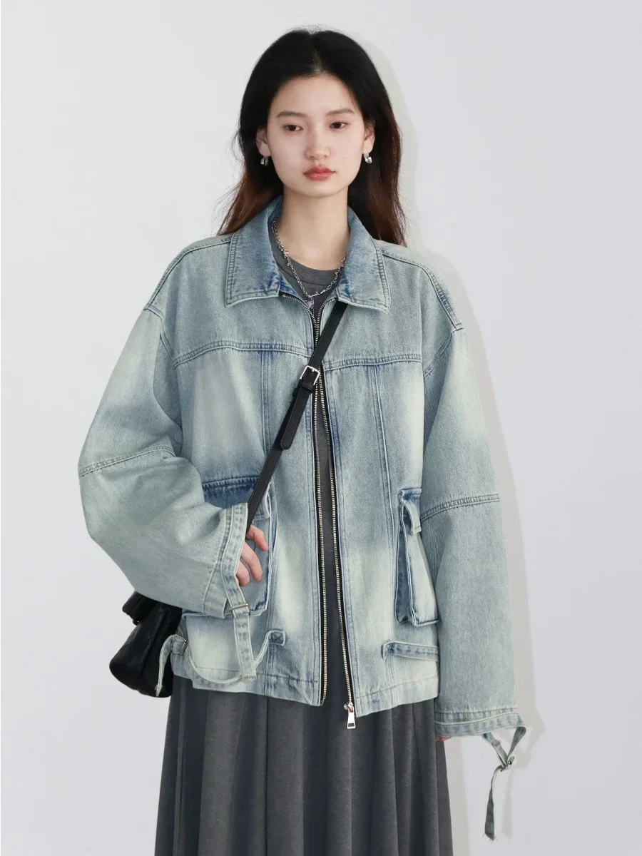 

Women Jacket Loose Casual Blue Cotton Denim Jack for Woman New outerwear Female Overcoat Cowboy Coat Spring Autumn 2024