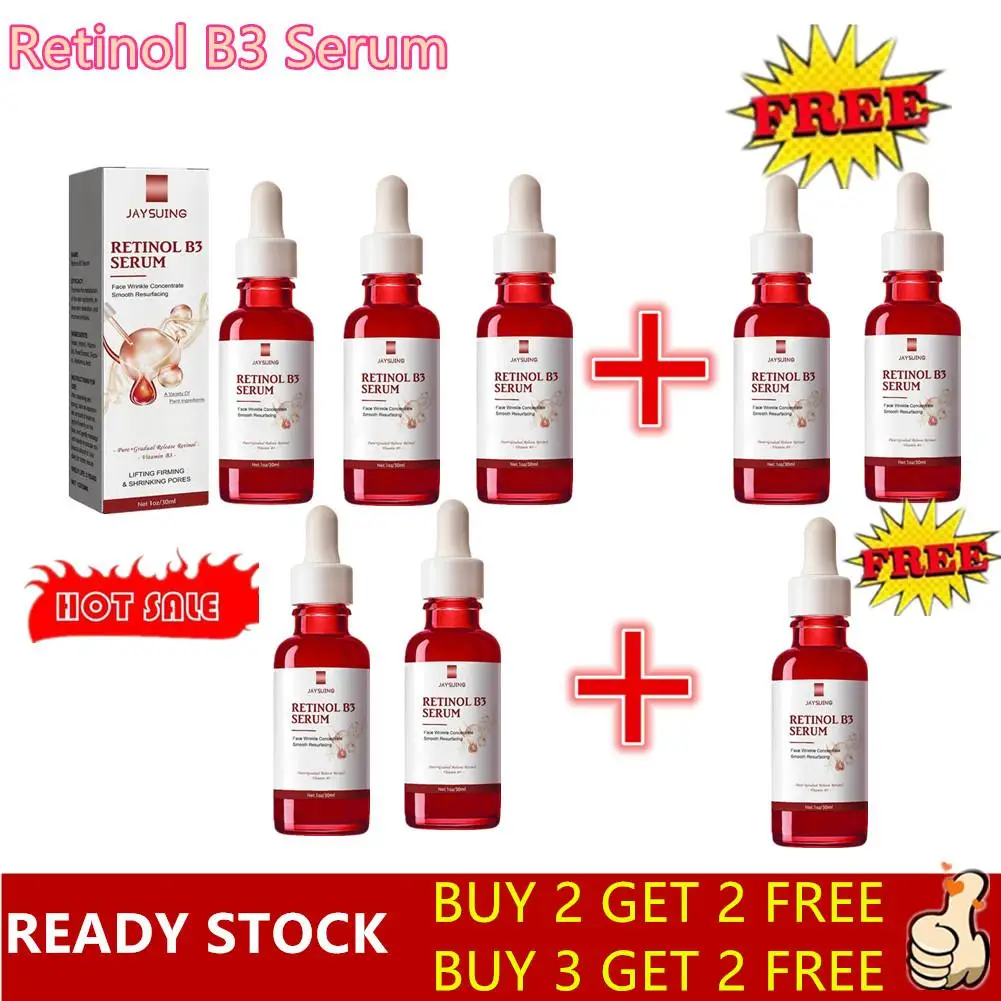 Serum Wajah Retinol murni, 1/3/5X 30ml dengan Vitamin B3. Serum Wajah Anti Penuaan untuk garis keriput & kerusakan matahari Dini