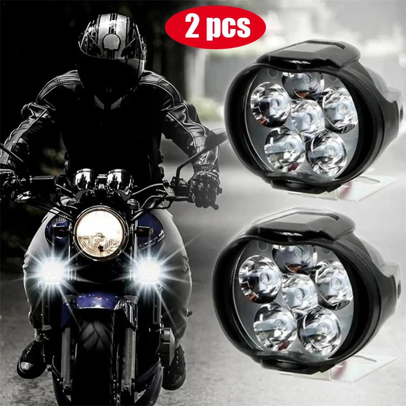 

2Pc Motorcycle Headlight LED Bulb Waterproof Motorcycle Spotlight LED Front Super Bright External Auxiliary Headlight Spot Light