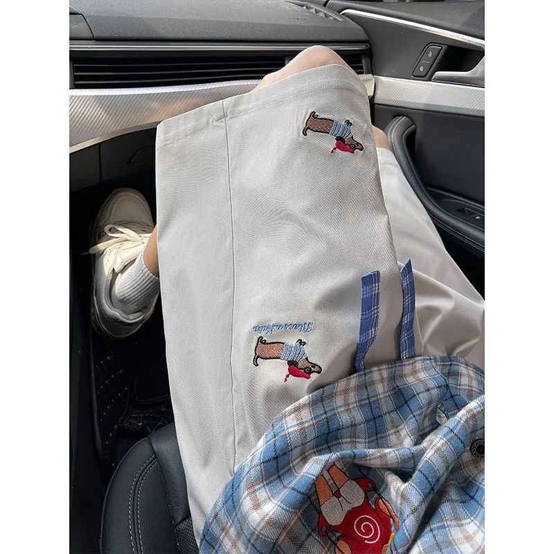 

Мужские шорты в клетку с вышивкой в американском стиле, повседневная одежда, легкие, быстросохнущие, комфортные, эластичные, для активного отдыха