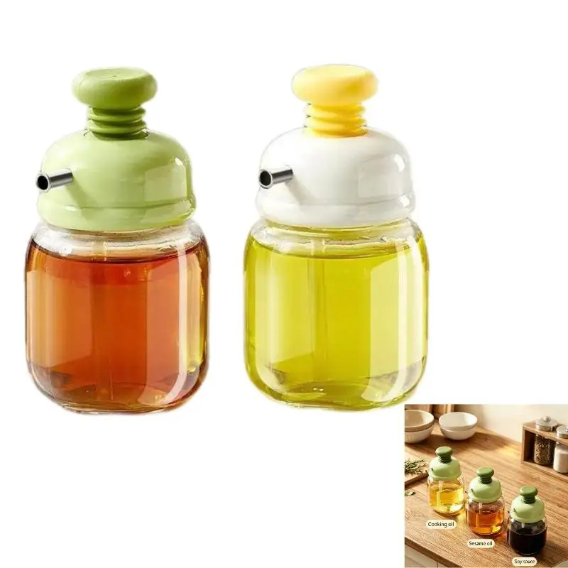~Glass Oil Dispenser Press Type Quantitative Control Leak Proof Nozzle For Home Kitchen Cooking Baking
