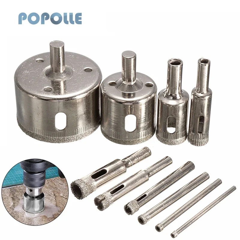 

3-50mm Diamond Coated Glass Drill Bit Set 10 Pcs HSS Diamond Ceramic Marble Hole Opener Suitable for Power Tools