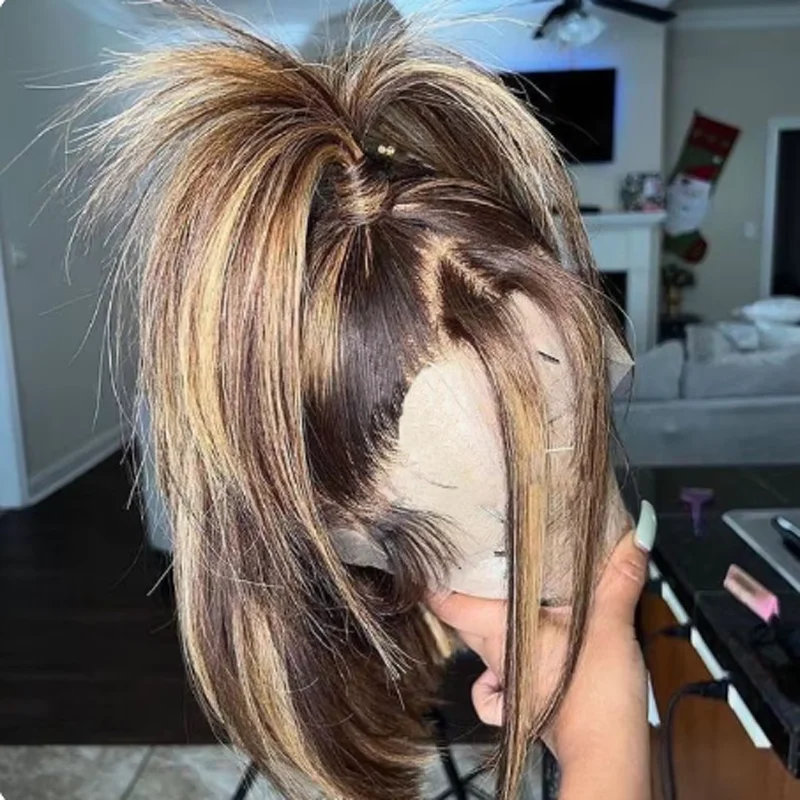 غلويليس لينة تسليط الضوء على براون مستقيم 5x5 قاعدة الحرير باروكة من شعر طبيعي يهودي شعر الطفل HD الدانتيل الشعر الأوروبي قبل قطعها