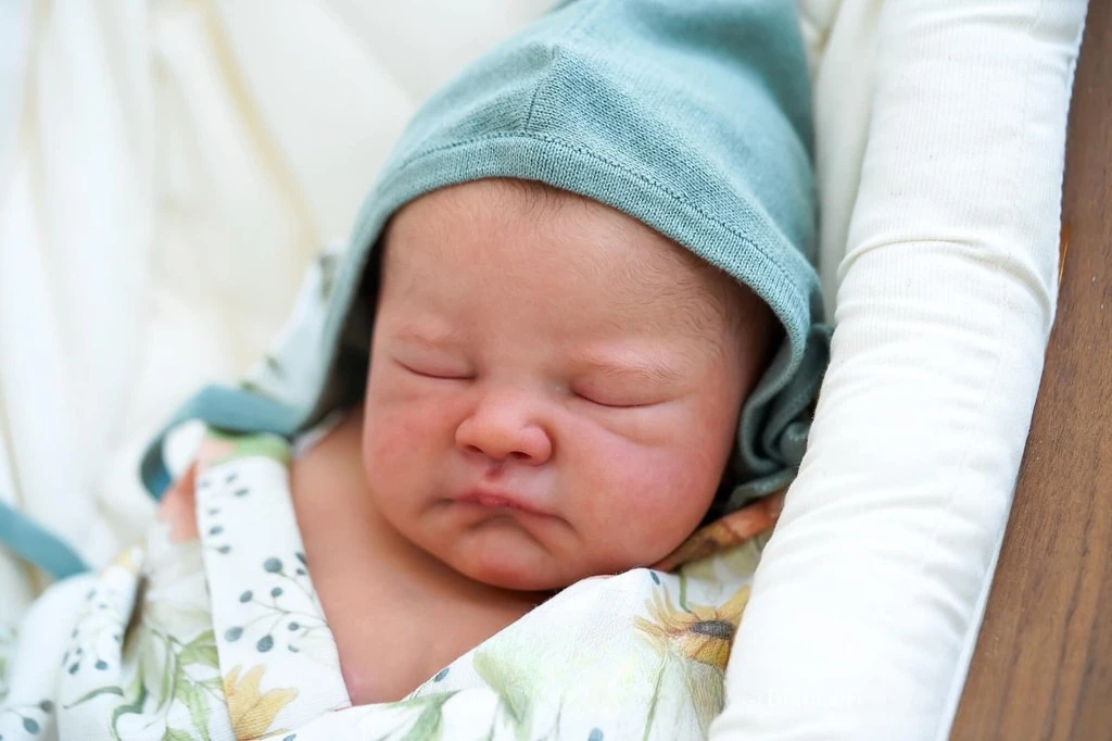 

NPK 20'' Already Painted Kit August Asleep Baby Doll Lifelike 3D Skin Venis with Hand-draw Hair
