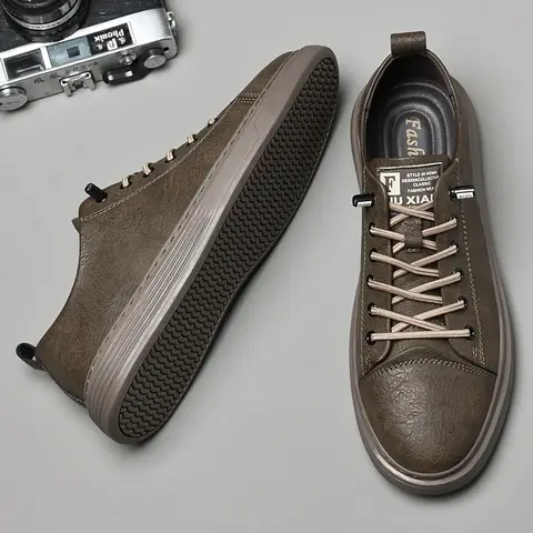 Homens de couro genuíno sapatos casuais designer marca luxo rendas até tênis skate italiano sapatos masculinos mocassins plus size 47