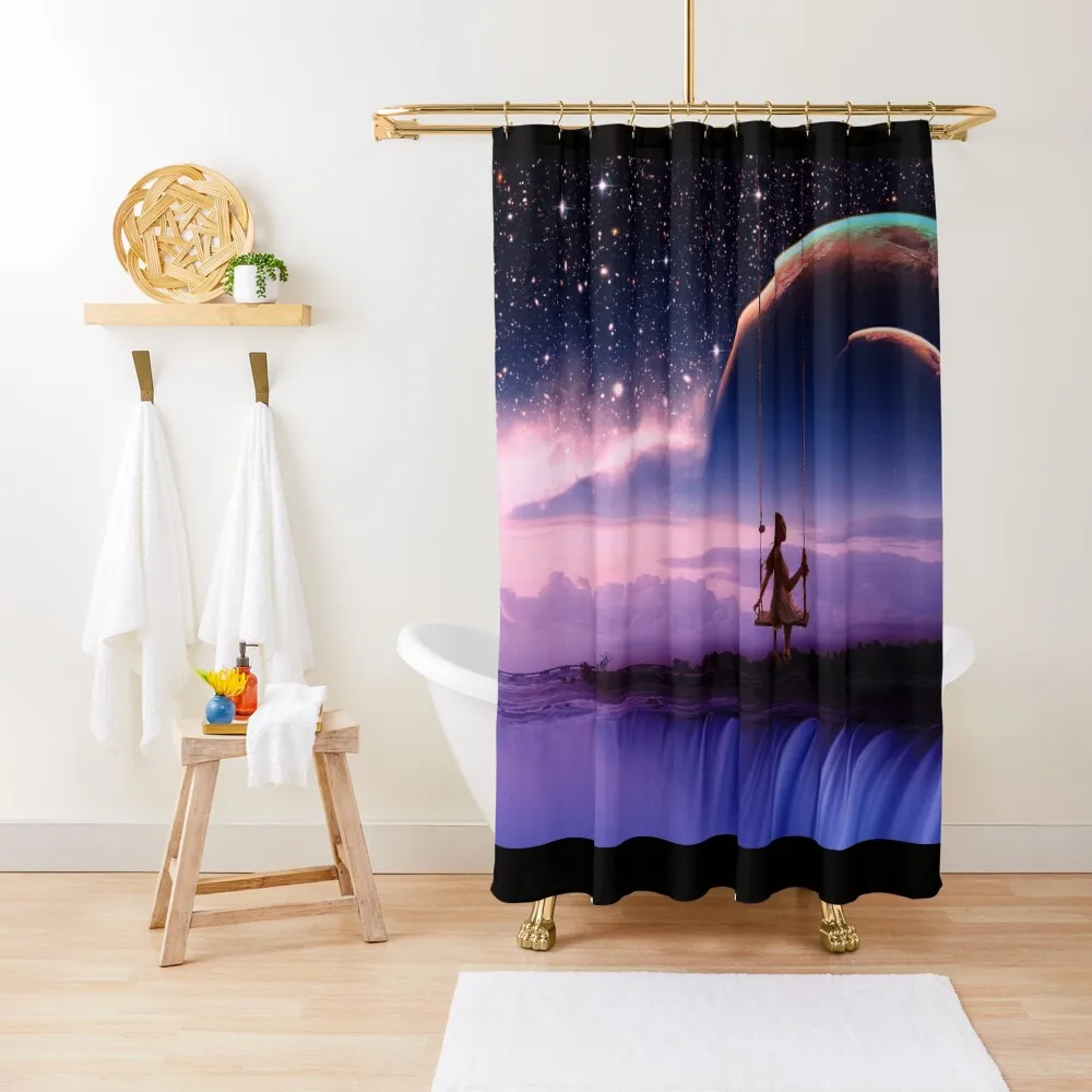 

Waterfall Swing Shower Curtain Waterproof Bath And Anti-Mold Elegant Bathroom In The Bathroom Shower Waterproof Curtain