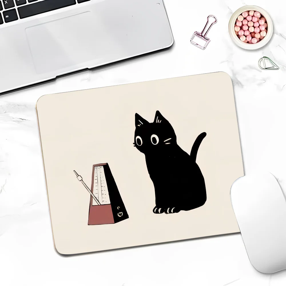 Black Cat Rubber Small Office Student Gaming Thickened Large Writing Pad Non-slip Cushion Mouse Pad for PC Gamer Mousemat