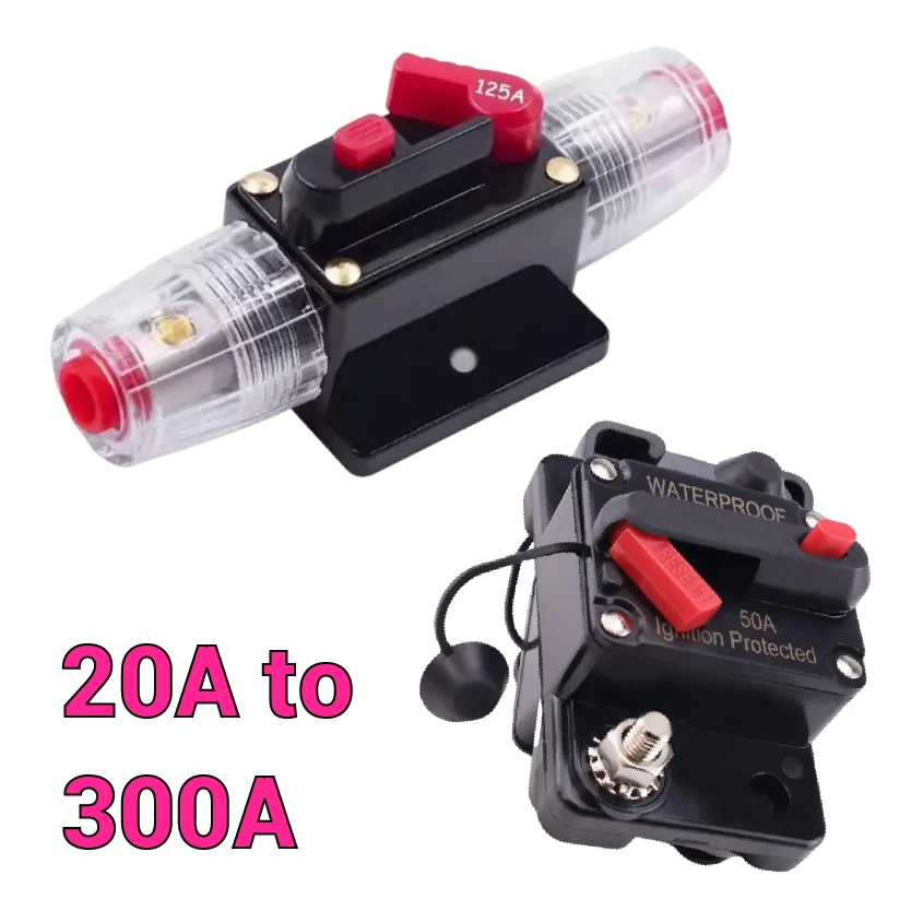 Waterproof 20A-300A Circuit Breaker 12V-48V Trolling Manual Reset Boat Power Protect