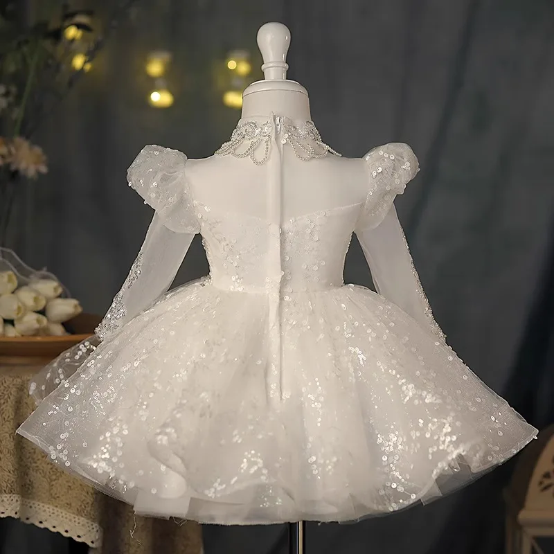 Light Luxury Children\'s Evening Princess Ball Gown Girls Fashion Sequins Beading Design Birthday Party Wedding Dress y1290