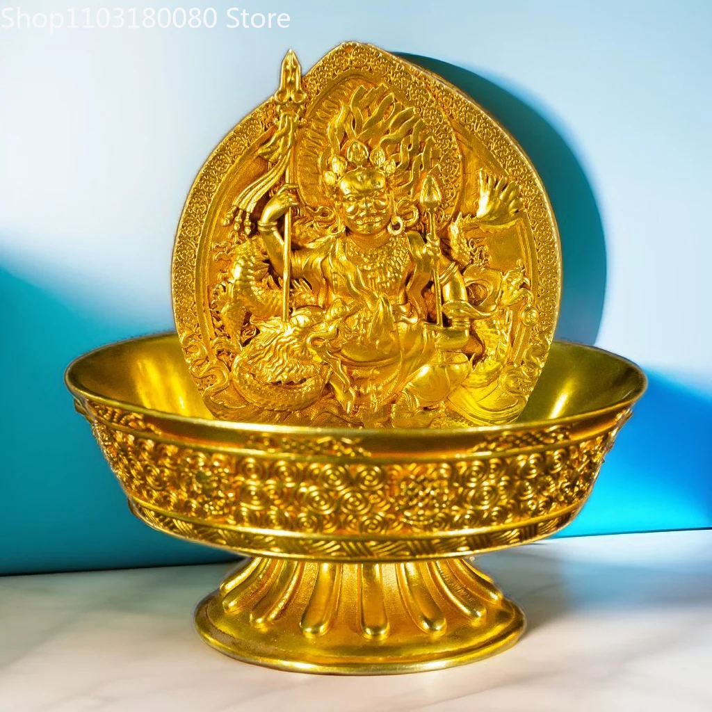 Copper gilding Water worship White Jambhala statue Tibet buddhism Jambhala Kubera Water god of Wealth Lucky decor