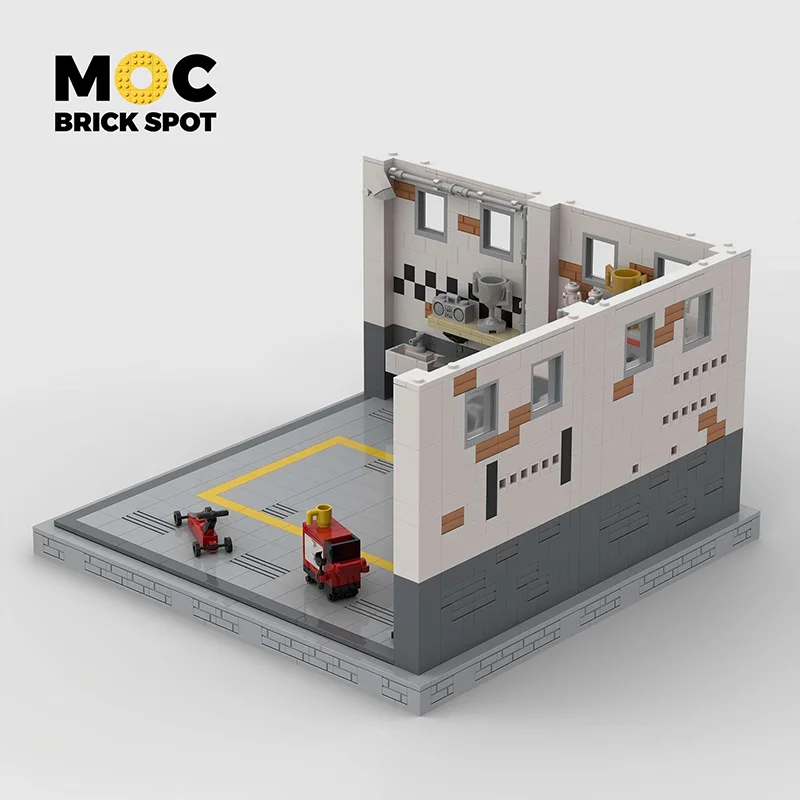 مجموعة مكعبات بناء مشهد المرآب MOC - 1090 طوب دقيق |   نموذج عرض سيارة سباق السيارات الرياضية سبيد بطل المدينة