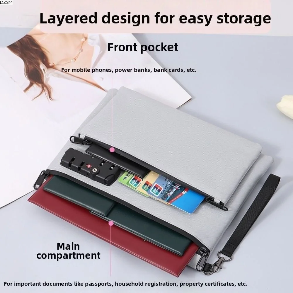 

Oxford Cloth Locking File Pouch Waterproof Anti-theft Passport Wallet Security Password Lock Portable File Folders