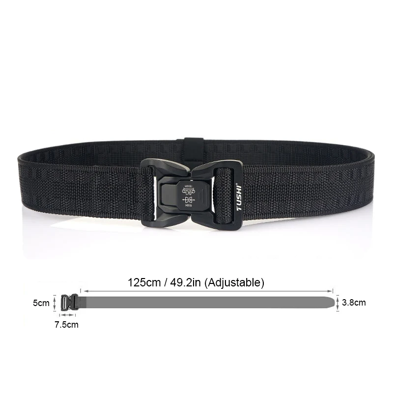 HSSEE Tactical Outdoors Belt for Men Matte Black Metal Buckle Quick Release Military Army Belt Tight Nylon Casual Girdles Male