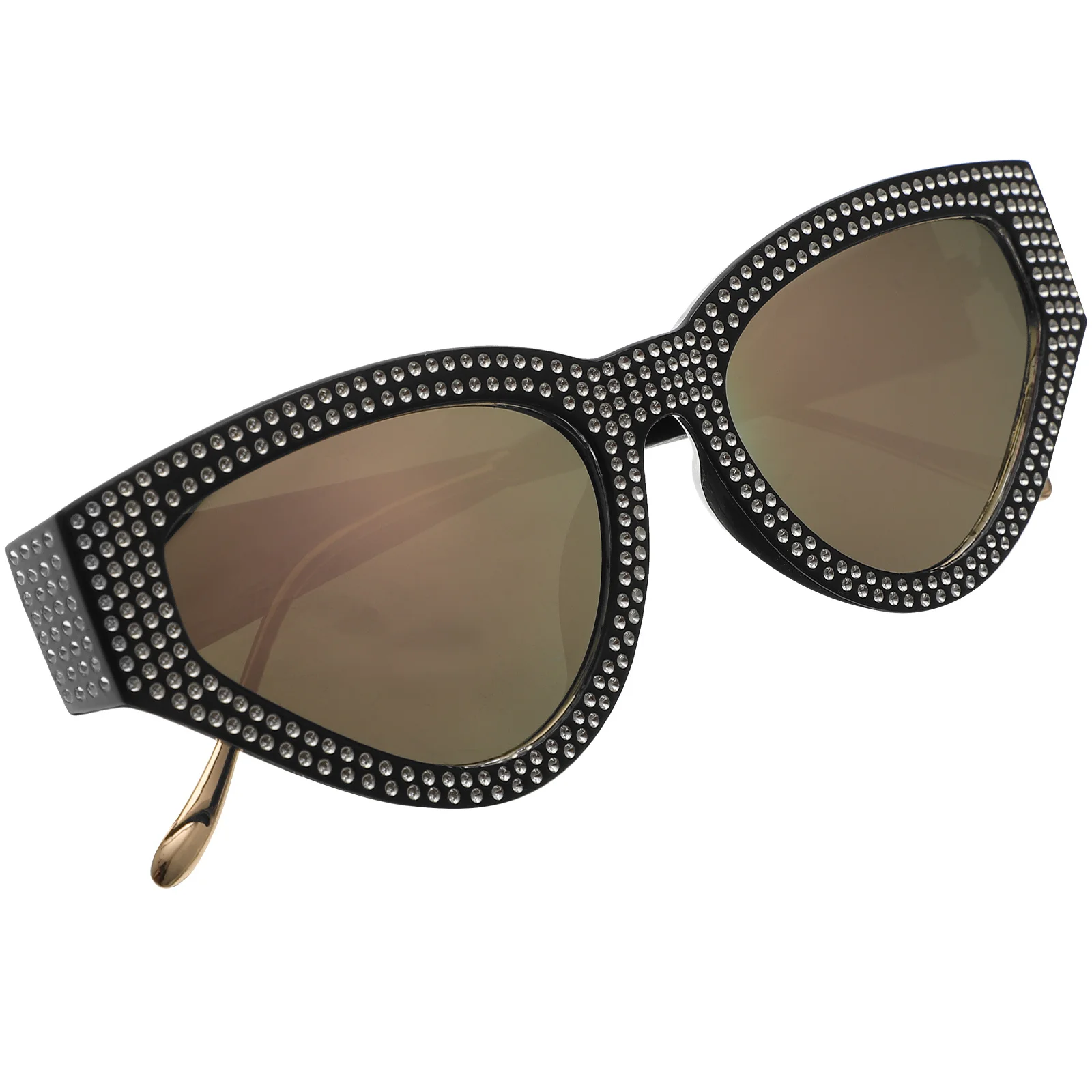زوج واحد من النظارات الشمسية ذات الإطار المعدني للنساء، مرصعة بالألماس اللامع، حماية من الأشعة فوق البنفسجية، خفيفة الوزن، نظارات عصرية لحفلات الشاطئ والسفر #2
