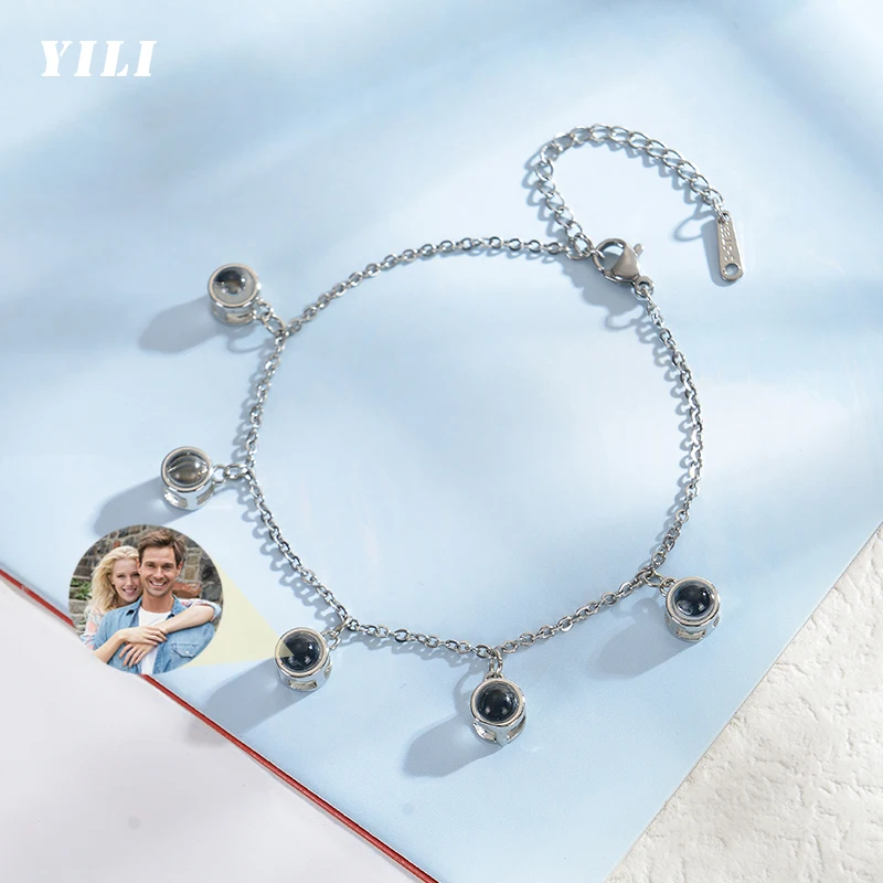 

1-5 Photo Custom Bracelets with Picture inside Personalized Photo Projection Bracelet Memorial Jewelry Gifts for Women Mom