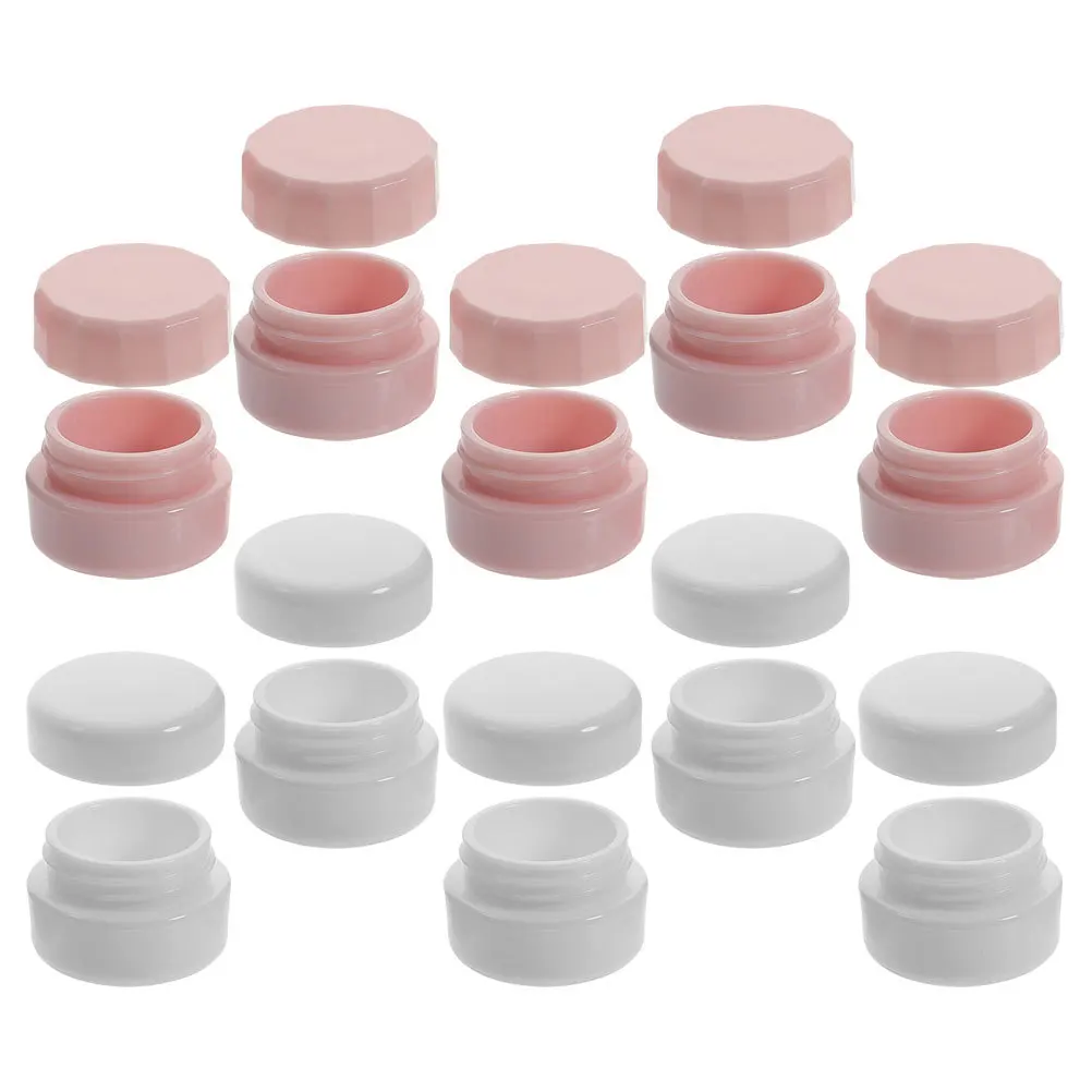 10개 소형 리필 가능한 플라스틱 용기 뚜껑 휴대용 여행용 메이크업 크림 로션 보관 바디 버터 용기