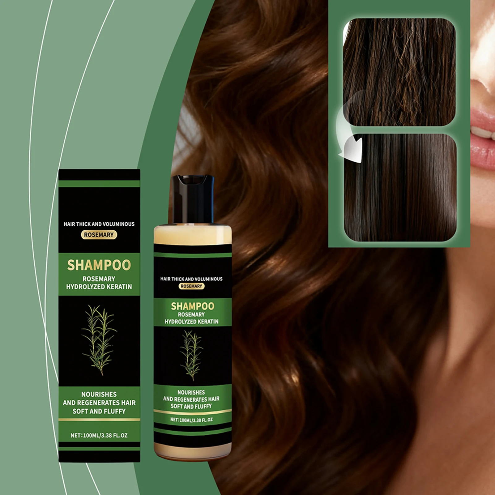 

Органический шампунь для роста волос с розмарином, укрепляющий и утолщающий волосы, с гидролизованным кератином, восстанавливающий, для всех типов волос