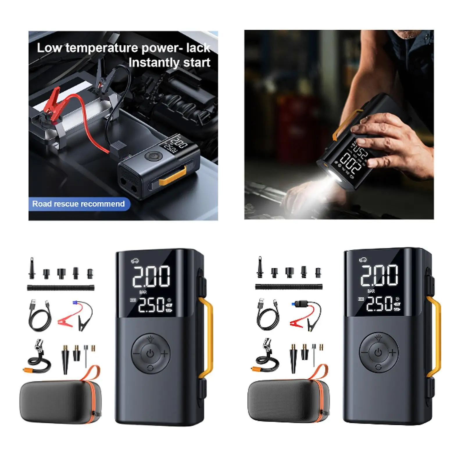 

Car Jump Starter Air Pump Portable Power Bank for Cars High Performance