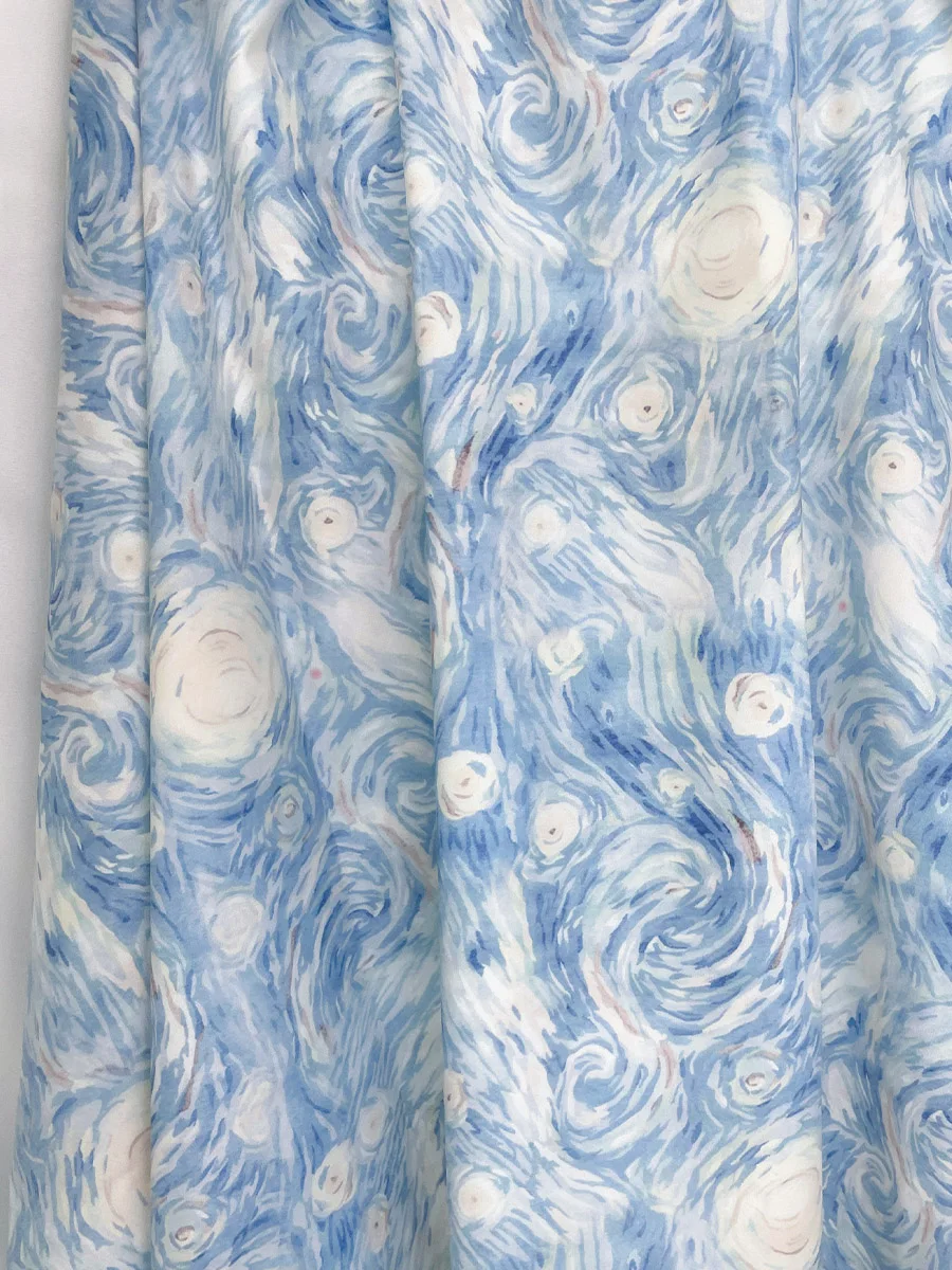 Printed Imitation Silk Cotton Fabric for Dress Hanfu Cheongsam Designer Handmade Diy Sewing By The Meter Wholesale Cloth