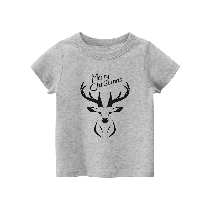 2024 Christmas Kids Clothes Tops Fashion Xmas Cartoon Figure Printed Cotton T Shirt Cute Girls Clothes Handsome Boys’ T Shirt