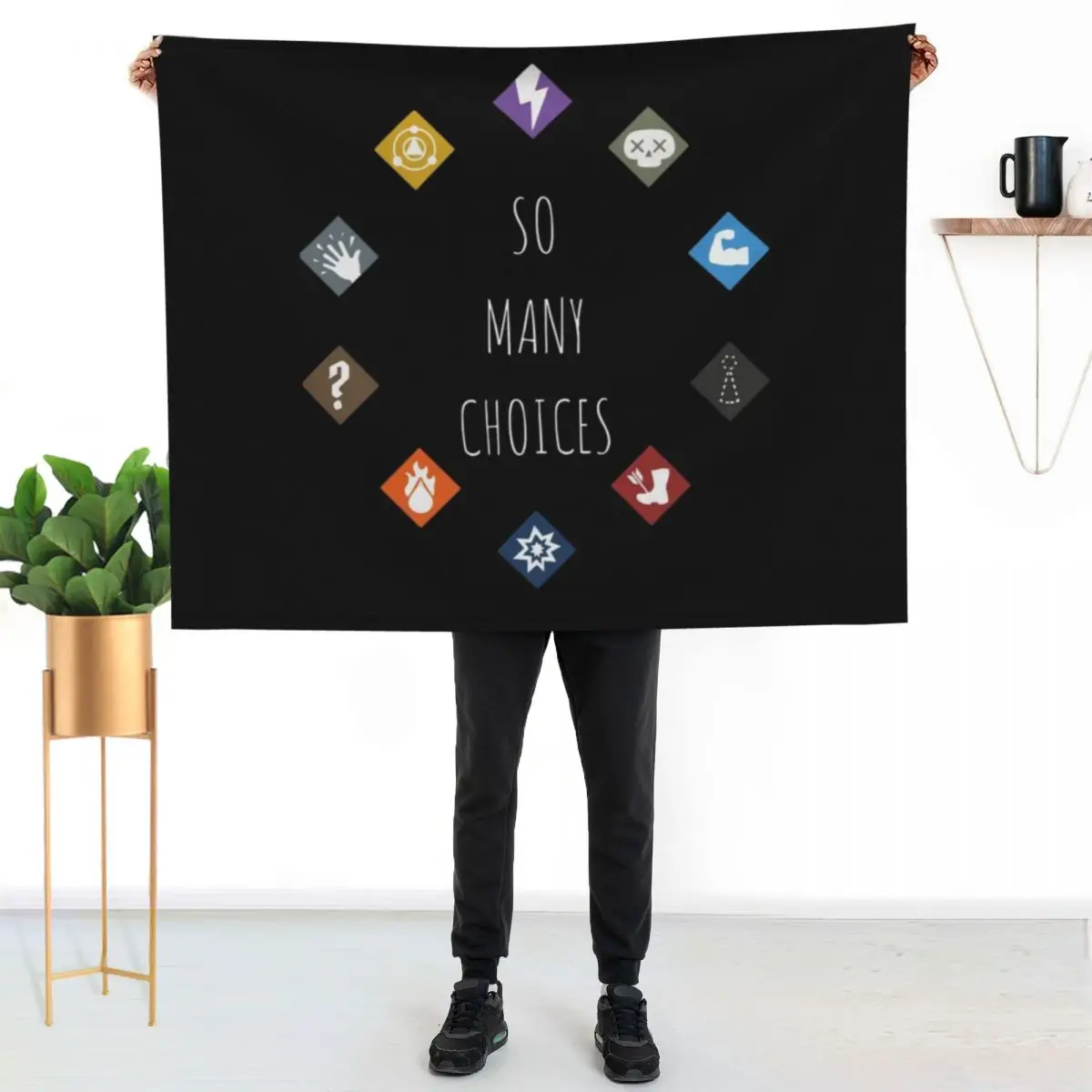 Gloomhaven So Many Choices - Board Game Inspired Graphic - Tabletop Gaming Throw Blanket Picnic Moving Shaggy Beach Blankets