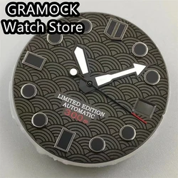 GRAMOCK 28.5mm Black Red Watch Dial Green Luminous For NH35 NH36 Movement Watch replacement parts