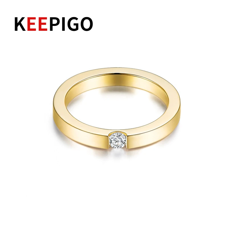 

KEEPIGO S925 Sterling Silver Exquisite And Simple Diamond Ring For male And Female Lovers RA070