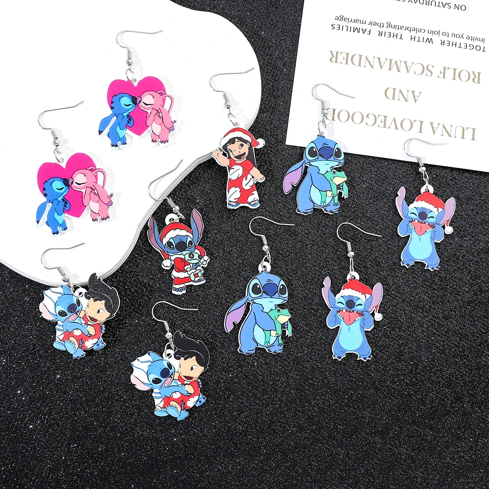 Disney Cartoon Figure Stitch Pendant Earrings Christmas Style Stitch Ear Drop for Women Girls Earrings Accessories