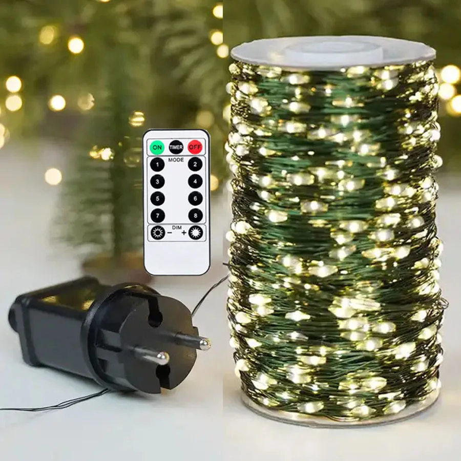 

100M 200M Green Copper Wire String Light Outdoor DC24V Plug in Christmas Fairy Light Holiday Chritmas Tree Garland Light