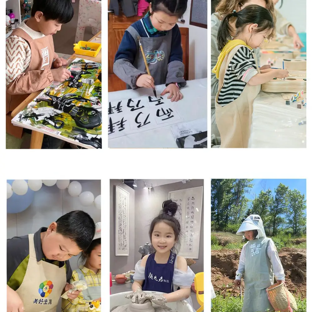 Children Art Apron Waterproof Smock For Drawing Calligraphy Crafting Kindergarten School Housework Durable Linen Bib Vest