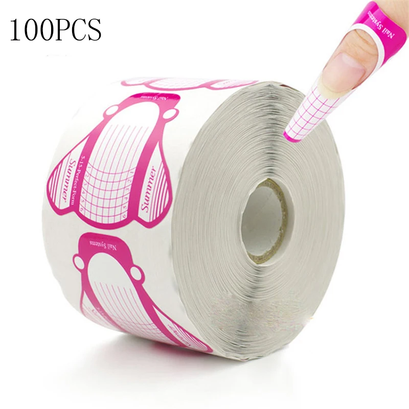 

100 шт., профессиональные формы для ногтей, формы для наращивания ногтей, женский салон, французские акриловые наклейки для ногтей, художественные инструменты