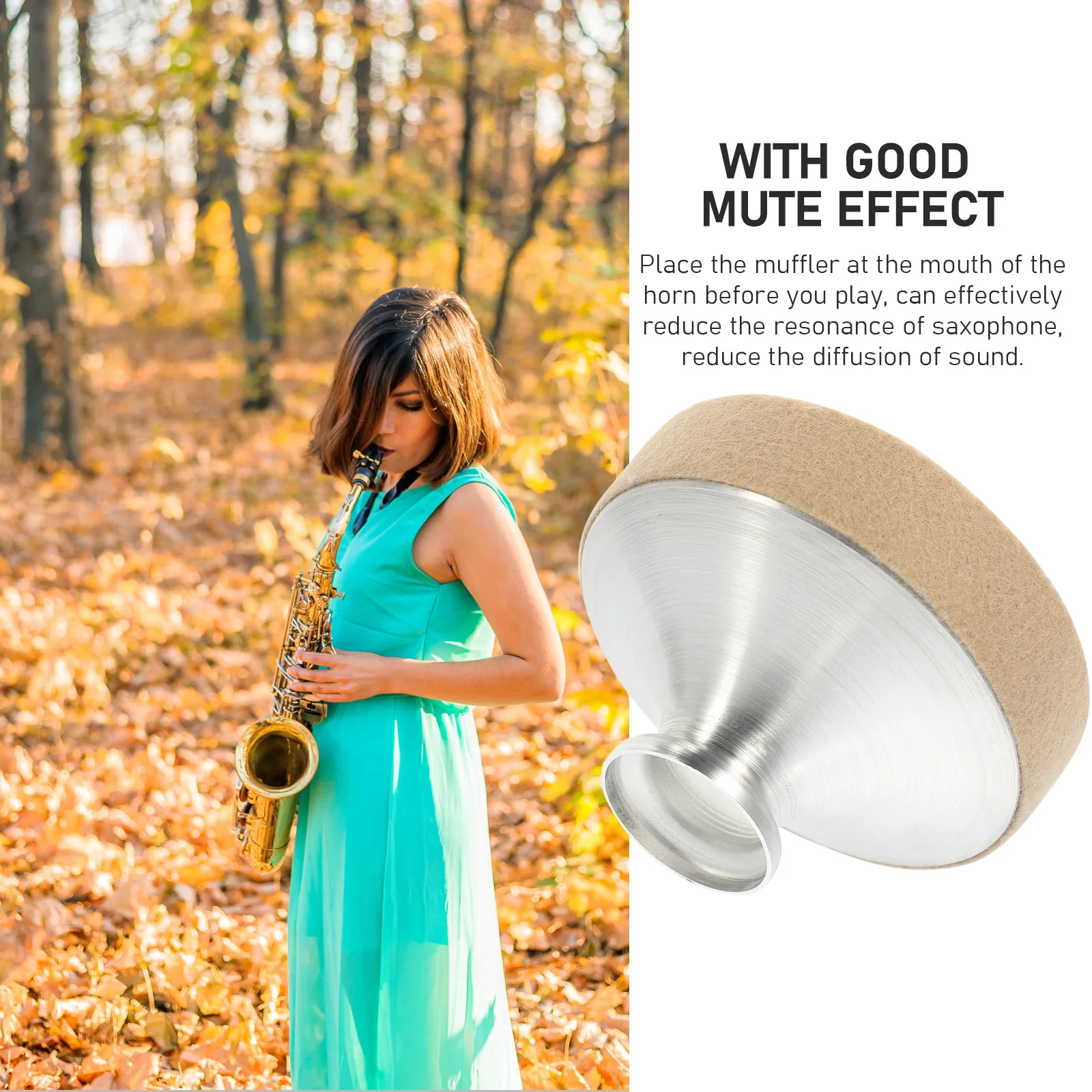 

Alto Saxophone Mute Metal Practice Accessory Noise Dampener For Silent Training Reduce Volume Anti-Rust With Felt Protection For