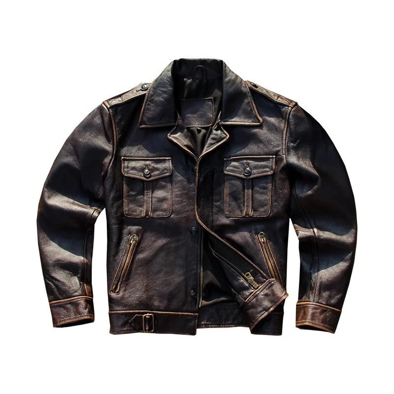 بدلة رجالية جلدية قصيرة ومجهزة #5