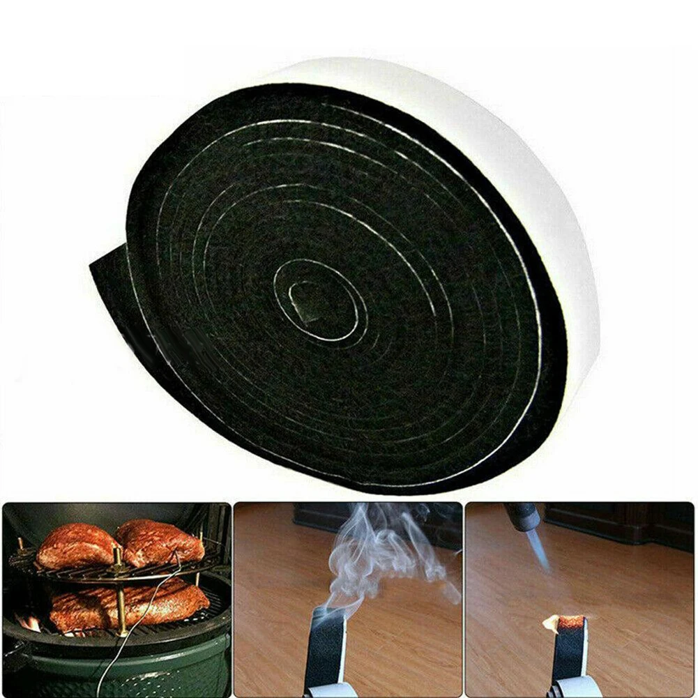 1 rollo de cinta de sellado de fibra resistente al fuego, junta de tapa de puerta de barbacoa, pegatina autoadhesiva, cinta de sellado de cocina, herramientas de Picnic para acampar