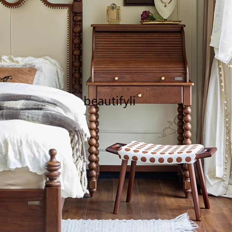 

French Retro Dressing Table and Bedside Cabinet Integrated Small Makeup Table Bedroom Vintage Bedside Cabinet