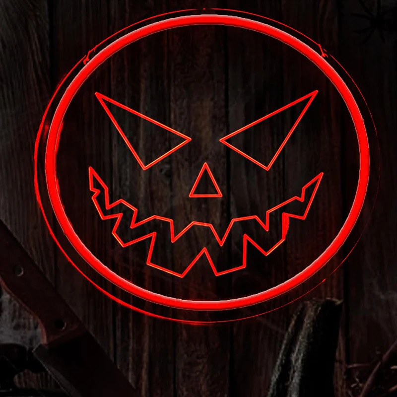 Letrero de neón con cara de fantasma y calabaza para Halloween, luz LED regulable, decoración de pared para fiesta, sala de juegos, cueva de hombre, sala de juegos, Bar, regalos de Halloween