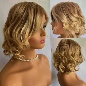 Kadınlar için peruk orta kadınlar dalgalı kül sarışın Mix sentetik saç peruk