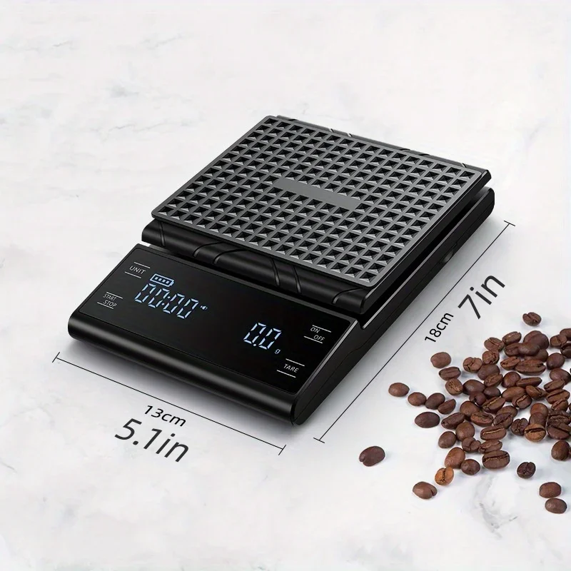 Coffee Scale with Timer, High Precision 0.1g, Includes Heat Insulation Pad, Suitable for Pour Over / Hand Brew / Espresso